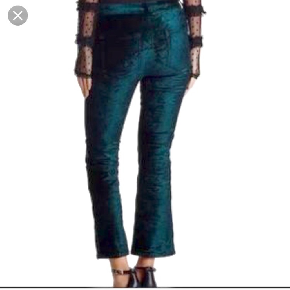 free people velvet cropped flare pants emerald.